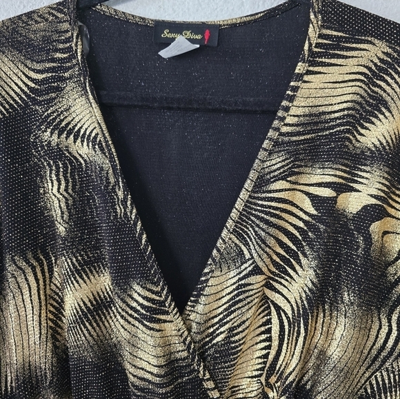 Wrap Dress Womens 3X Plus Mixed Print Fairy Grunge Cocktail Party Dinner - Picture 5 of 15